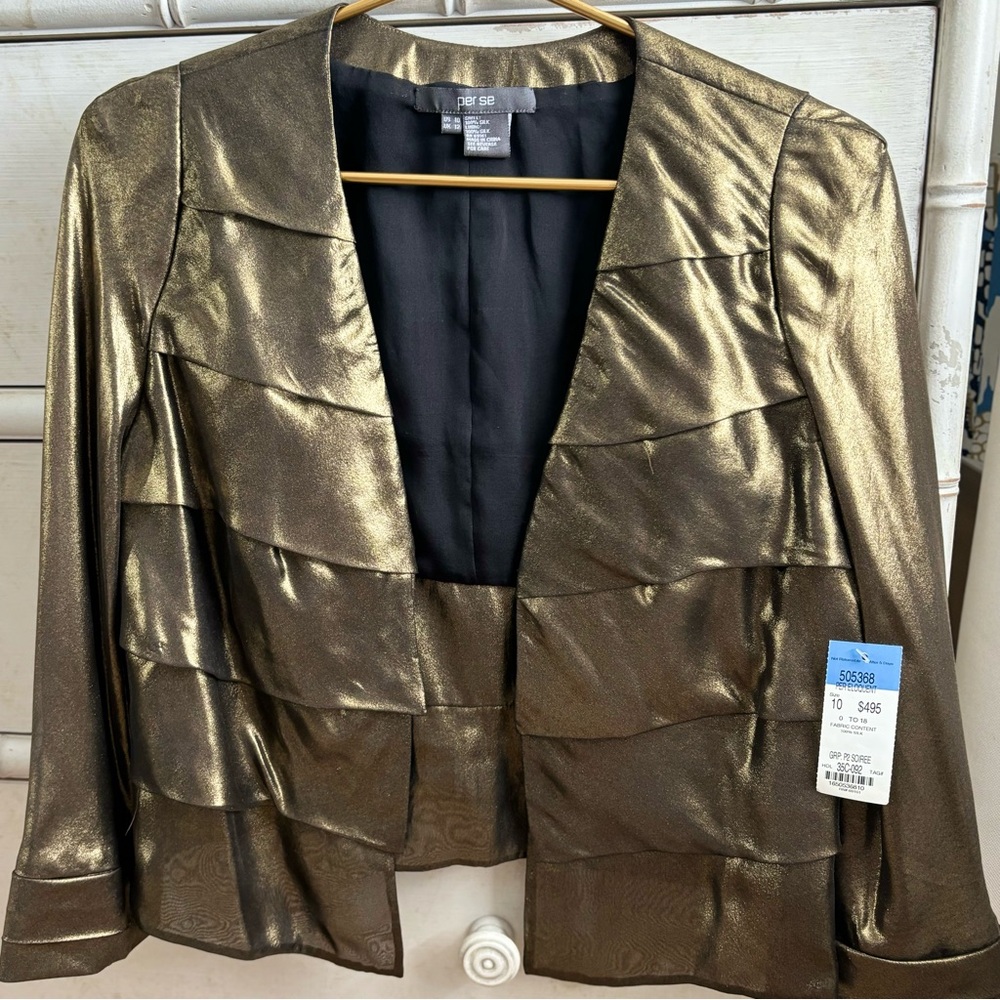 Vintage PERSE 100% Silk Metallic Women's Jacket